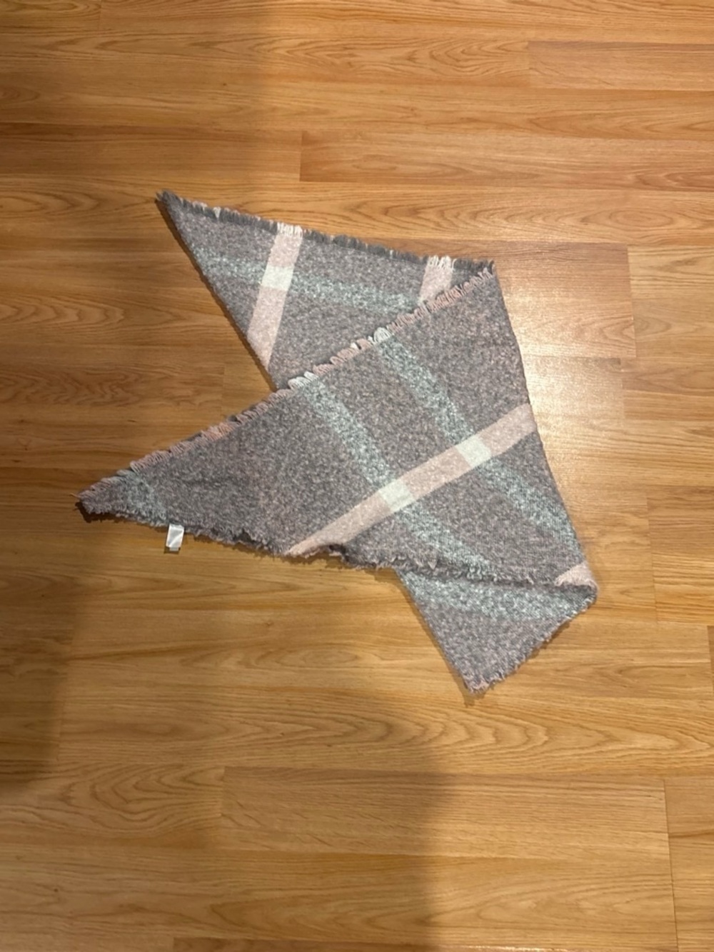 Cozy Gray and Pink Plaid Scarf